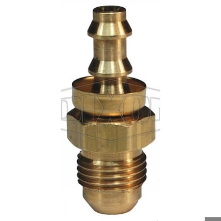 Dixon Hose Barb Fitting with Brass Cap, 7/16-20 x 1/4 in Nominal, 37Deg Male JIC x Push-On Hose Barb End S 2860812CBC